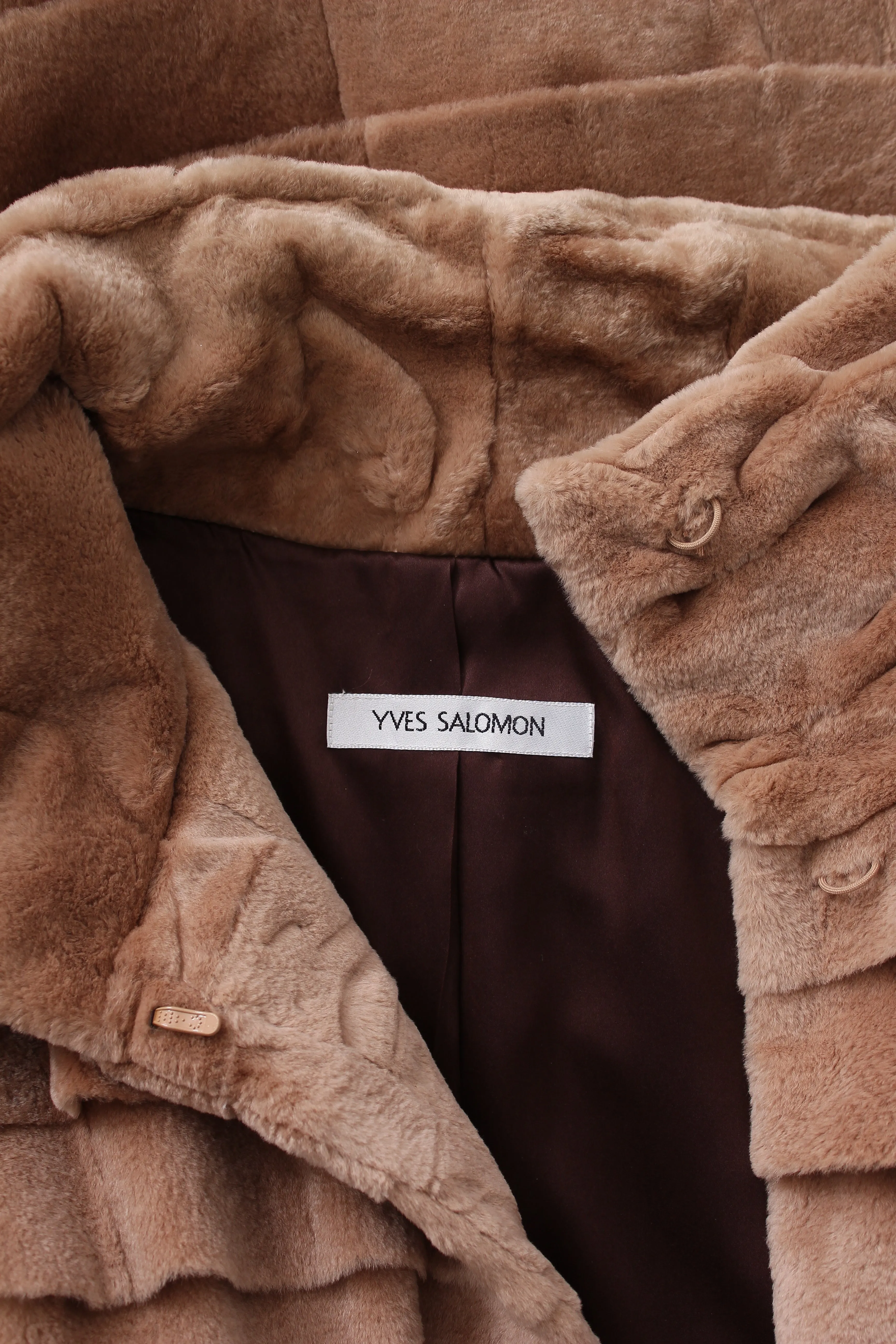 Yves Salomon Tiered Rabbit Fur Coat